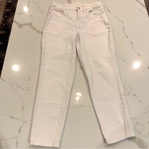 Old Navy Womens White Denim Jeans OG High Rise Straight Sz 8 Secret Slim Pockets